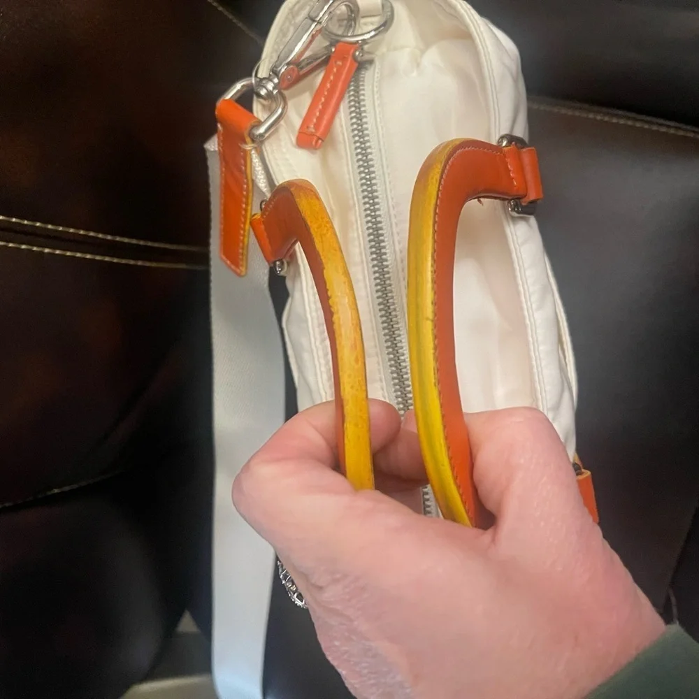 Prada Nylon 2-Way White and Orange Bag - Picture 7 of 11